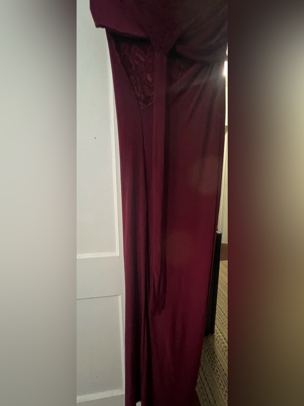 Fashion Nova Plum Backless Lace-Trim Maxi Dress